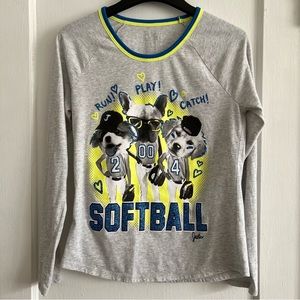 Justice Girls Gray Softball Graphic Tee Size 20